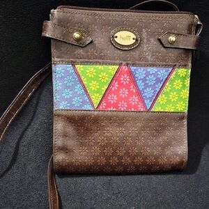 Holii Crossbody Brown with Multicolor Design Purse